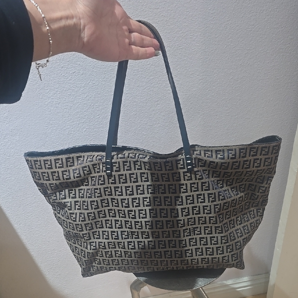 Authentic Fendi Blue and Tan Women's Tote Bag Great Used Condition